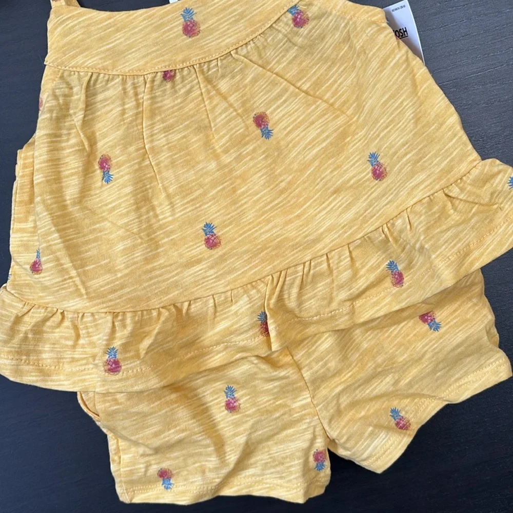 OshKosh B'Gosh Baby Girl's Yellow Pineapple Ruffle Top & Bottom Matching…